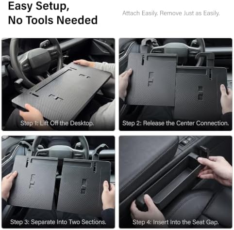 2-in-1 Steering Wheel Desk & Seat Gap Storage, Adjustable Mounting Arms