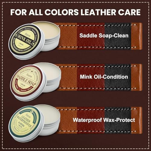 Leather Boots Care Kit- Leather Cleaner Boots Shoes Cleaning Kit, Saddle Soap,Mink Oil and Wax Waterproofer
