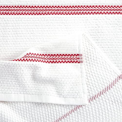 Modern Waffle Kitchen Towel Set 6-Pack, Red, 16"x28"