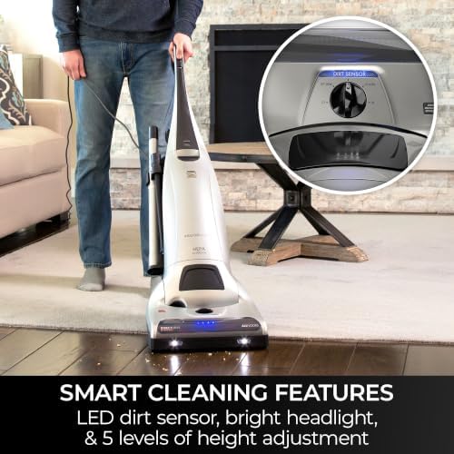 Elite 31150 Pet Friendly Bagged Upright Beltless Vacuum w/Pet Handi-Mate, Triple HEPA, 3D Inducer Motor, Telescoping Wand, 5-Position Height Adjustment, 3 Cleaning Tools-Silver