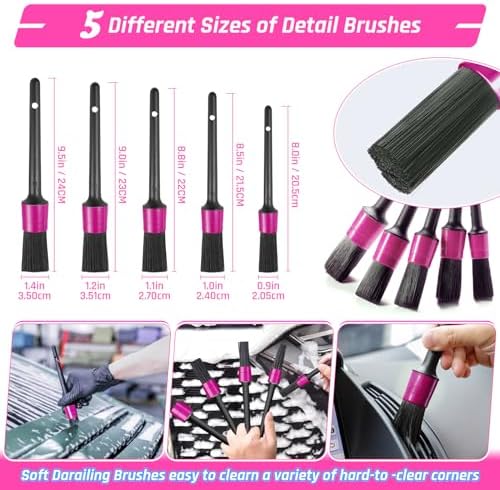 55PCS Pink Car Detailing Kit Interior Cleaner with High Power Handheld Vacuum, Car Wash kit with Detailing Brush Set,Car Interior Detailing Kit,Car Accessories for Cars,Gifts for Women