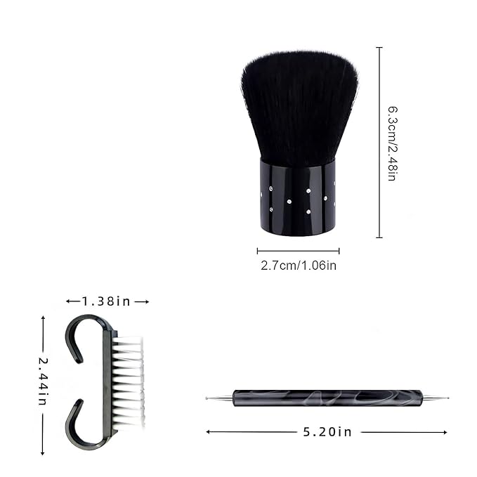 28Pcs Black Handle Nail Art Brush Set - All-in-One Manicure Tool Kit with Cuticle Brush, Dust Brush, Liner Brush & Builder Gel Brushes for Salon & DIY Nail Art