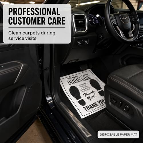 120Pcs Paper Floor Mats for Cars Large 20.5" x 16.1" Disposable White Automotive Floor Mats Waterproof Heavy Duty Waterproof Auto Mats Thank You Mats for Car Detailing & Car Washes