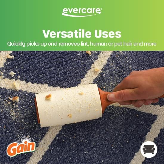 Evercare Gain Scented All-Purpose Lint Roller Brushes with 50 Sheets, Pack of 3 Manual Refillable Lint Rollers with Gain Scent (150 Sheets Total)