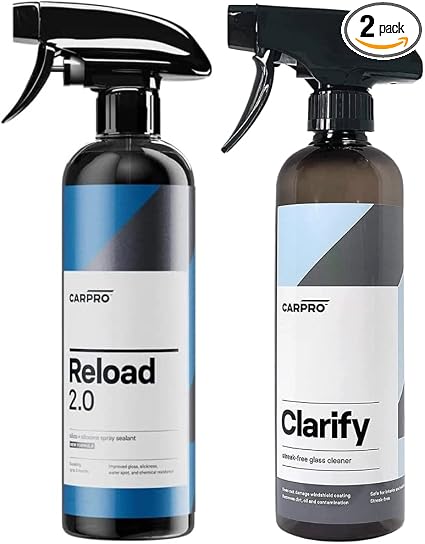 CARPRO Reload 2.0 Spray Sealant for Ceramic Coating 500mL And CARPRO Clarify Streak Free Car Window Cleaner 500mL Bundle