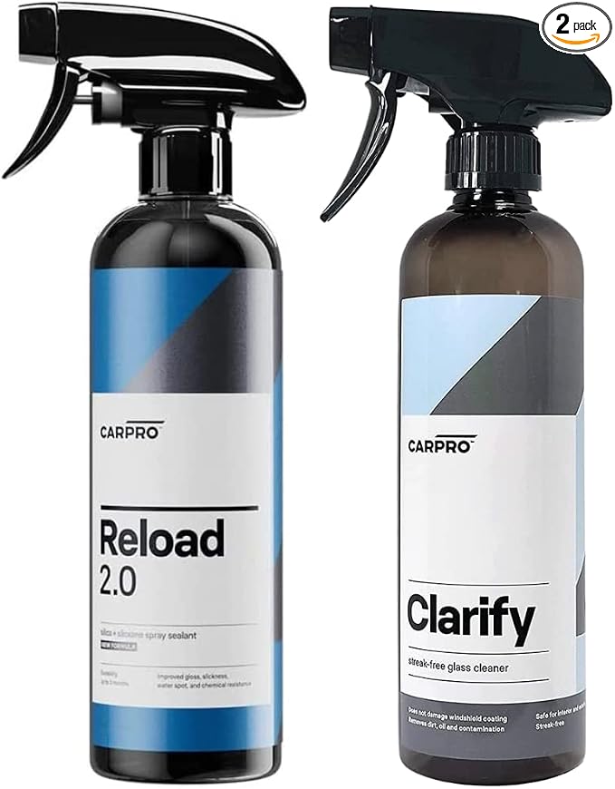 CARPRO Reload 2.0 Spray Sealant for Ceramic Coating 500mL And CARPRO Clarify Streak Free Car Window Cleaner 500mL Bundle