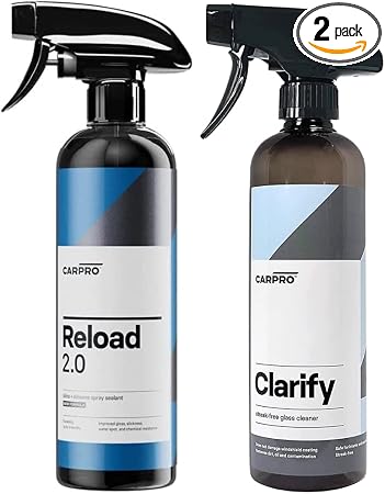 CARPRO Reload 2.0 Spray Sealant for Ceramic Coating 500mL And CARPRO Clarify Streak Free Car Window Cleaner 500mL Bundle