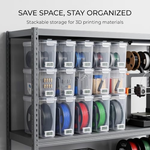 3D Printer Filament Storage Box, 6 Pack with Hygrometer & Desiccant