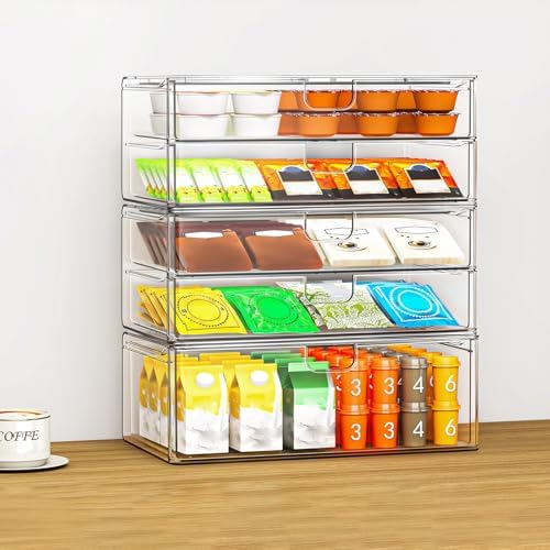 6-Pack Acrylic Stackable Storage Drawers for Vanity, Desk, Bath