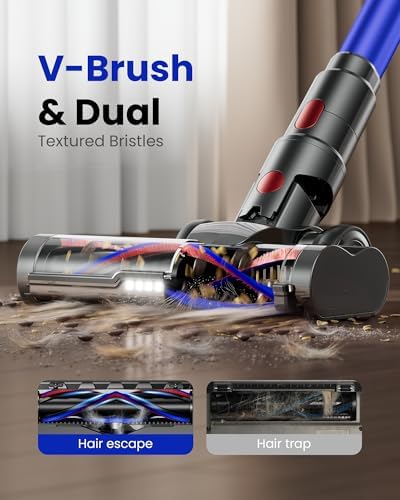 Cordless Vacuum Cleaner, Upgraded 650W 60KPA 70Mins Cordless Stick Vacuum Cleaner with Self-Standing,Touch Screen, Anti-Tangle Wireless Vacuum Cleaners for Home/Pet Hair/Carpets/Floors