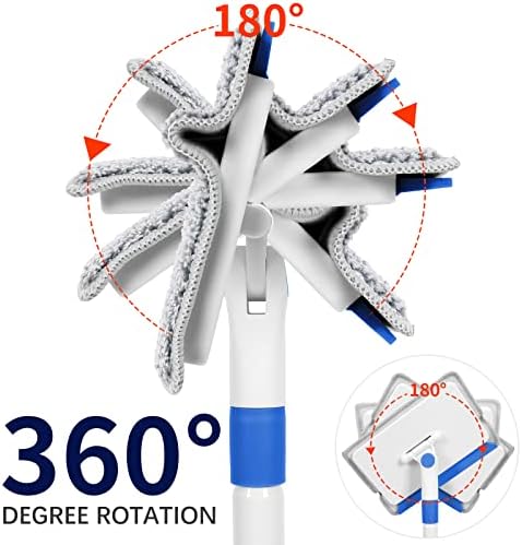 Baseboard Cleaner Tool with Handle, Wall Cleaner with Extendable Long Handle,Door Frame Cleaning Tool Including 4 Reusable Cleaning Pads. Quick Clean Baseboard Cleaning, Ceiling and Wall.