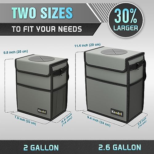 K KNODEL Car Trash Can with Lid, Car Garbage, Bin and Bag (Medium, Gray)