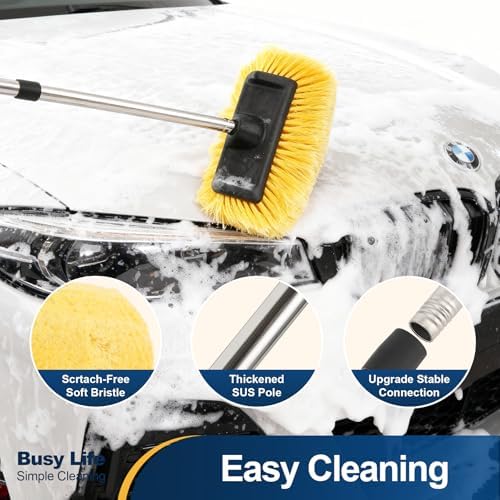 Five-Sided Car Wash Brush with 61" Long Handle No Scratch