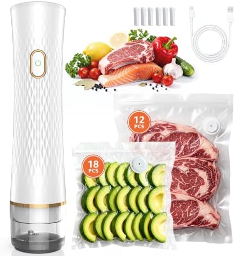 Handheld Vacuum Sealer for Food with 30 Reusable Vacuum Sealer Bags