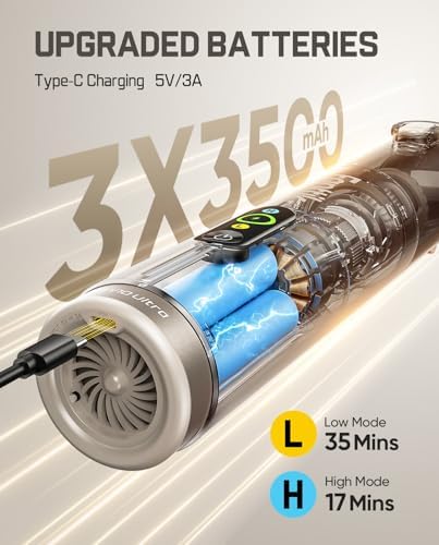 Slim V10 Ultra Cordless Car Vacuum, 4-in-1 Portable Mini Vacuum with 19kPa Suction, Freely Combinable Accessories, 2 Suction Modes, Handheld Vac for Car, Small Jobs, Keyboard, Office (Brown)