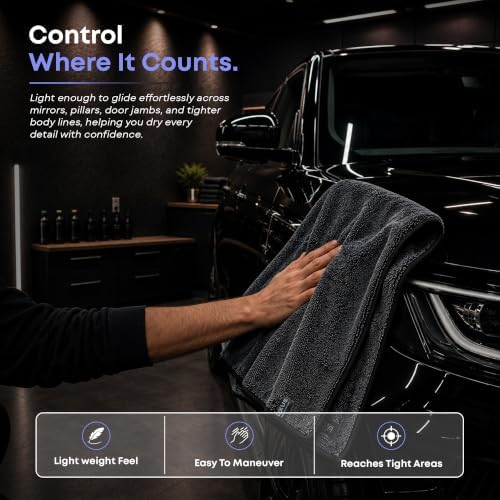 800 GSM Microfiber Car Drying Towel – Twisted Loop, 24x36 Inch, Swirl-Free, Lightweight, Ceramic Coating & PPF Safe