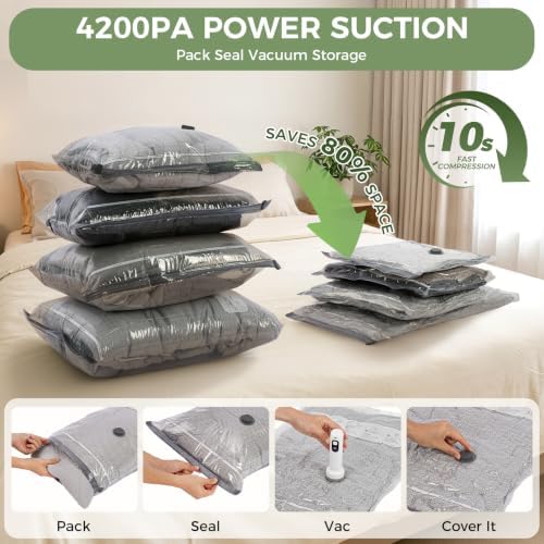 10 Jumbo Vacuum Storage Bags with Rechargeable Electric Air Pump