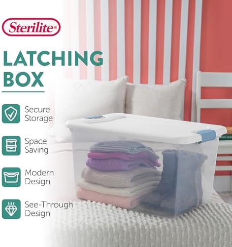 Latching Box with Lids for Home and Office, 64 Quart, 4-Pack