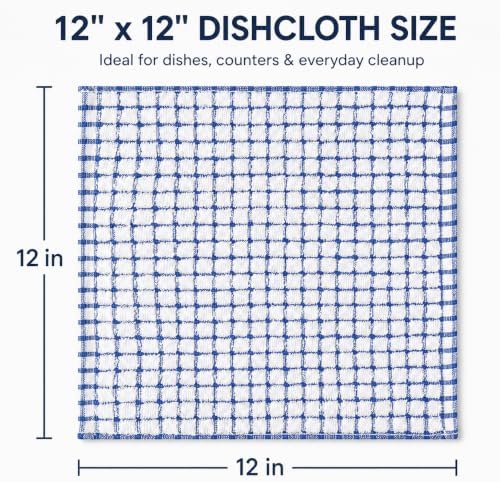 16 Pack 100% Cotton Kitchen Dish Cloths, 12 x 12 Inch