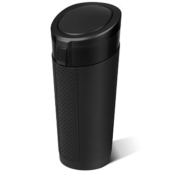 Car Trash Can Bin with Lid - Mini Car Garbage Can Cup Holder-Black Small Leakproof Vehicle Trash Garbage Can Bin-Automot
