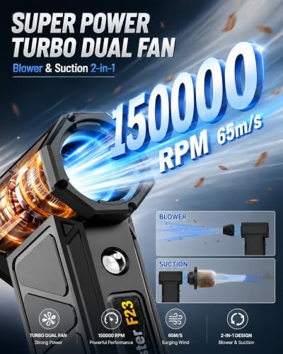 Compressed Air Duster, 150000RPM Electric Air Duster with 4-Speed Control