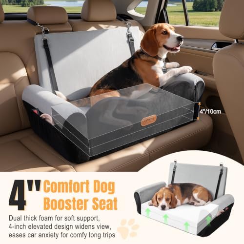 Elevated Dog Car Seat for 2 Small Dogs / 1 Large Dog Up to 60 LBS