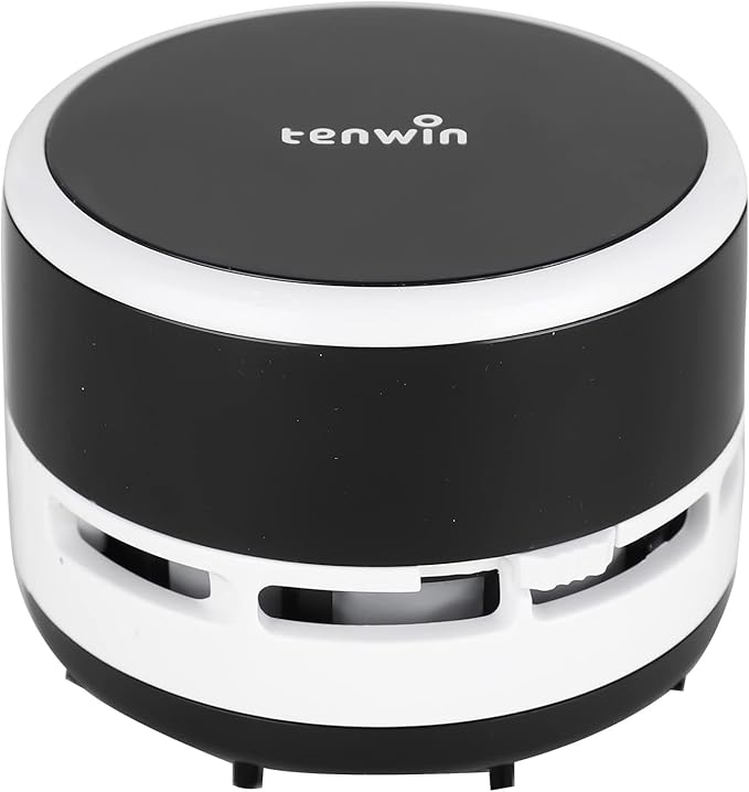 tenwin Mini Vacuum Cleaner, Portable Desktop Vacuum Cordless, Handheld Dust Sweeper Battery Operated, Low Noise and Strong Suction for Home/Office/School/Car/Keyboard(Battery not Include)