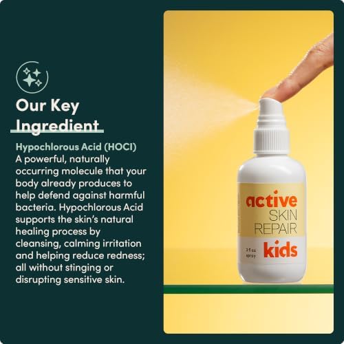 Active Skin Repair Kids First Aid Spray, Medical Grade Hypochlorous, 3 oz