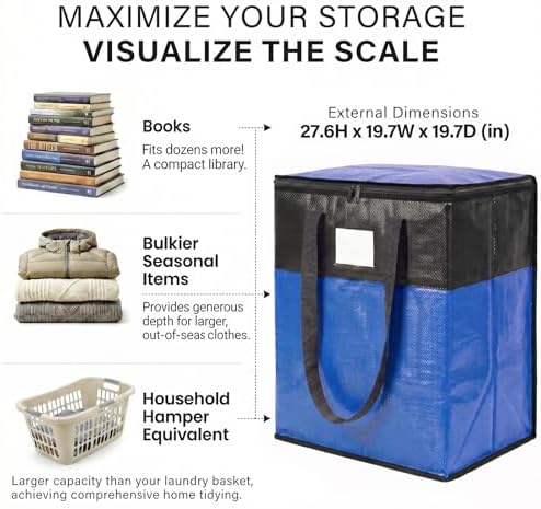 2Pack 180L Extra Large Moving Bags, Blue