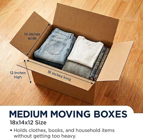 Moving Boxes Holds 65lbs, 18"L x 14"W x 12"H (10-Pack) Medium - Corrugated Cardboard Box for Shipping, Mailing, Packing, Packaging and Storage