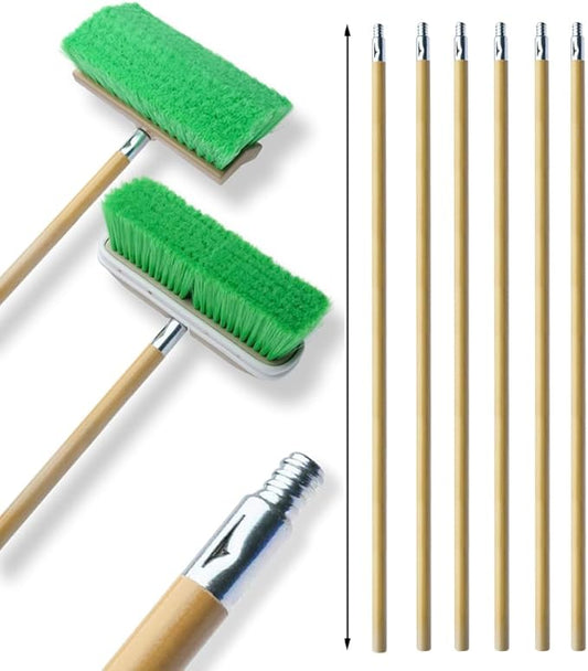 Nanoskin 6-Pack Professional 60-Inch Hardwood Handles with Universal Threaded Die-Cast Tips – Compatible with 85-671 & 85-673 Brush Heads for Car Wash, Auto Detailing & Industrial Cleaning