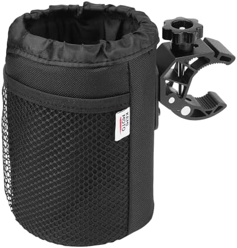 Motorcycle Cup Holder, Oxford Fabric Motorcycle Drink Holder with 0.6"-1.5" Alligator Clamp, Universal Water Bottle Cup Accessories for Bike, ATV/UTV, Scooter, Boat, Walker, Black L