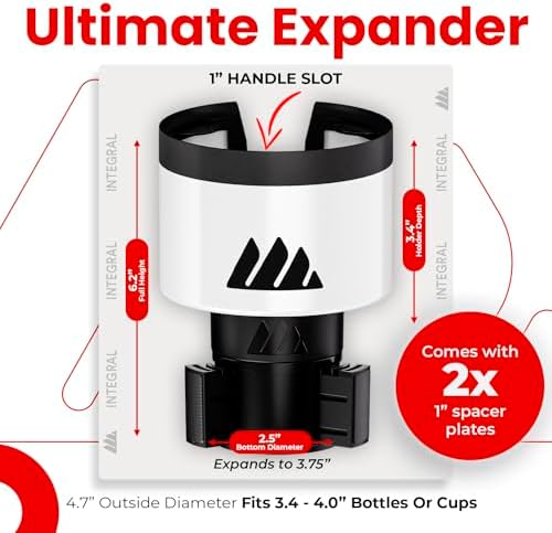 Ultimate Car Cup Holder Expander with Adjustable Base - White