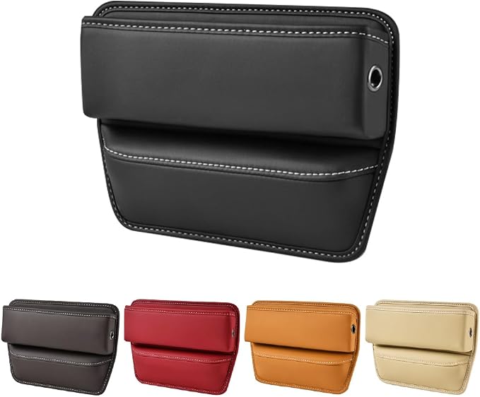 Kewucn Car Seat Gap Organizer, Adjustable Leather Front Seat Gap Filler Storage Box, Multifunctional Auto Console Side P
