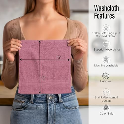 Extra Soft Wash Cloths, 13"x13" Wash Rags, Washcloths 12 Pack
