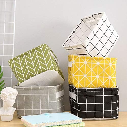 Miaro 5 Pack Canvas Storage Basket Bins, Home Decor Organizers Bag for Adult Makeup, Baby Toys liners, Books 7.9*6.3 inc