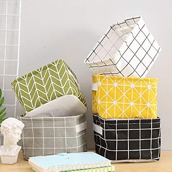 Miaro 5 Pack Canvas Storage Basket Bins, Home Decor Organizers Bag for Adult Makeup, Baby Toys liners, Books 7.9*6.3 inc