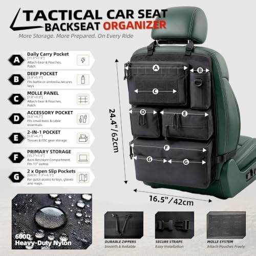 All-in-One Car Seat Back Organizer for Cars, SUVs & Trucks