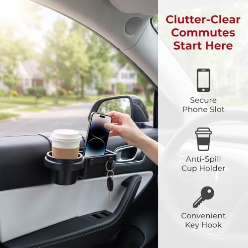 2PCS Car Hanging Storage Organizer with Phone & Cup Holder, Hook
