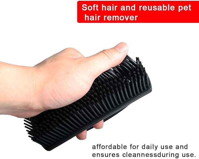 Rubber Pet Cat Dog Hair Removal Brush Lint & Hair Remover Brush,Silicone Lint and Debris Remover for Cleaning, Grooming and Fur Removal, Home,Red