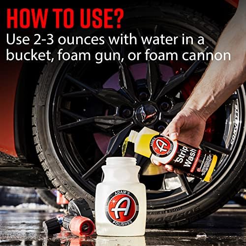 Strip Car Wash Soap (16 oz) - Sealant & Wax Remover Shampoo Salt Remover, Presoak, & Acidic Wash | Thick Suds For Use Cleaning Kit, Foam Cannon, Foam Gun, Sponge, Mitt, Chamois