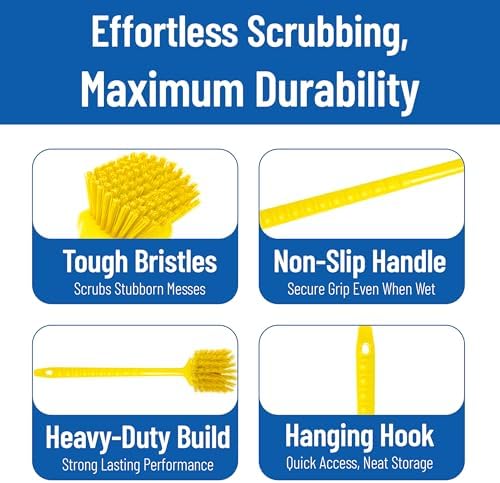 20 Inch Floater Scrub Brush, Polybutylene Bristles, Yellow