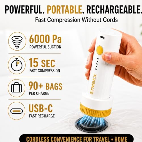 16 Pack Vacuum Storage Bags with Electric Pump, Travel Compression Bags