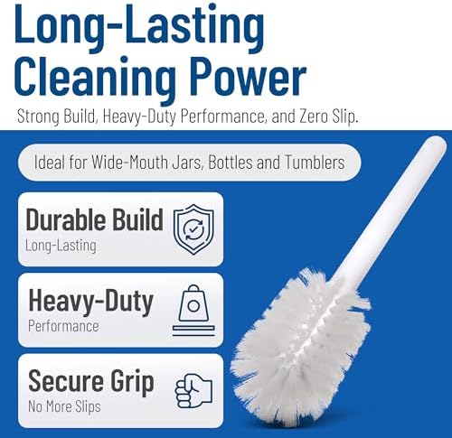 Dish Brush with Round Nylon Head, 11 Inch, White