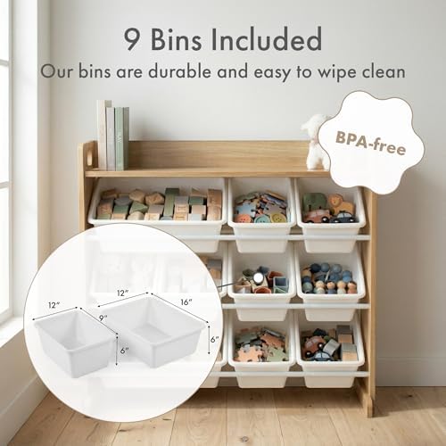 Kids Toy Organizer with Display Shelf, 9 Bins, 3 Tier Storage