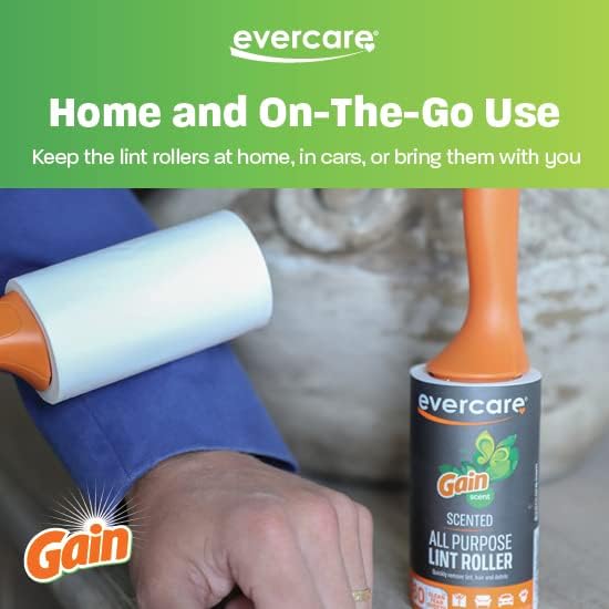 Evercare Gain Scented All-Purpose Lint Roller Value Pack with 2 Lint Rollers and 3 Refill Rolls, 60 Sheets Each
