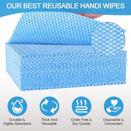 200 Pack Disposable Dish Cloths 14×16 in, Handy Wipes Reuseable Cleaning Cloths Disposable Cleaning Towels for Kitchen and Home, Blue