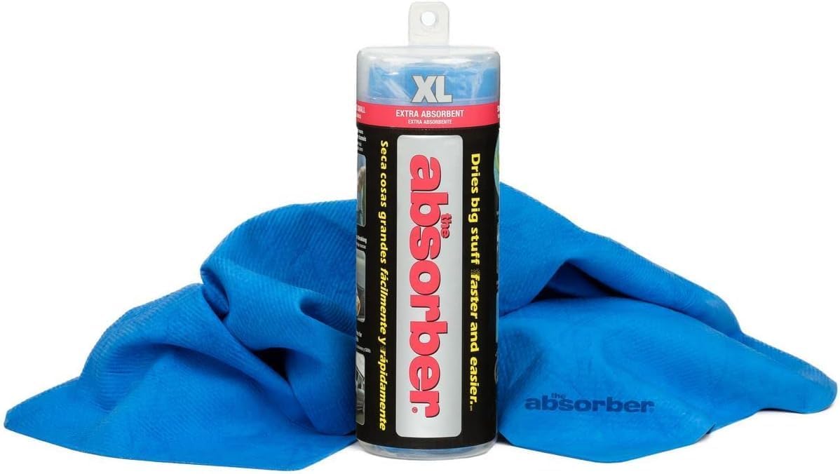 The absorber XL 29-Inch x 18-Inch, Blue - Synthetic Premium Drying Chamois Cloth for Cars and Trucks - Super Absorbent, Scratch-Free and Washable