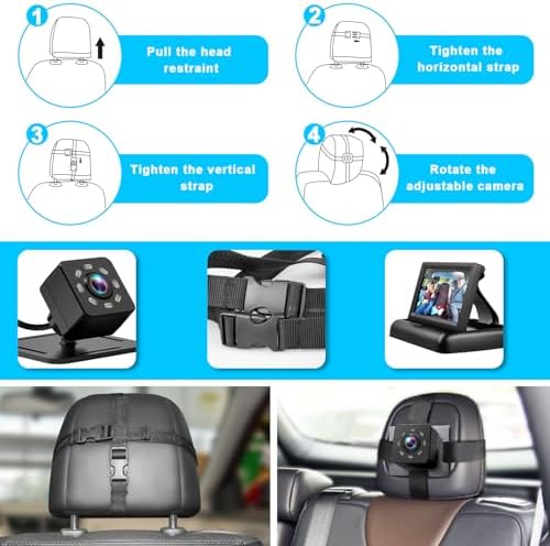 Baby Car Mirror with 4.3'' HD Night Vision Function Display, Safety Car Seat Camera with Wide Crystal Clear View, Easily Observe The Baby’s Move(Not USB)