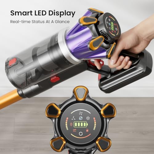 Cordless Vacuum Cleaner, 650W 60Kpa 70Mins Cordless Stick Vacuum with Hurricane Mode, 1.8L Cup, Anti-Tangle Vacuum Cordless, Self-Standing Vacuum Cleaners for Home Pet Hair Carpets